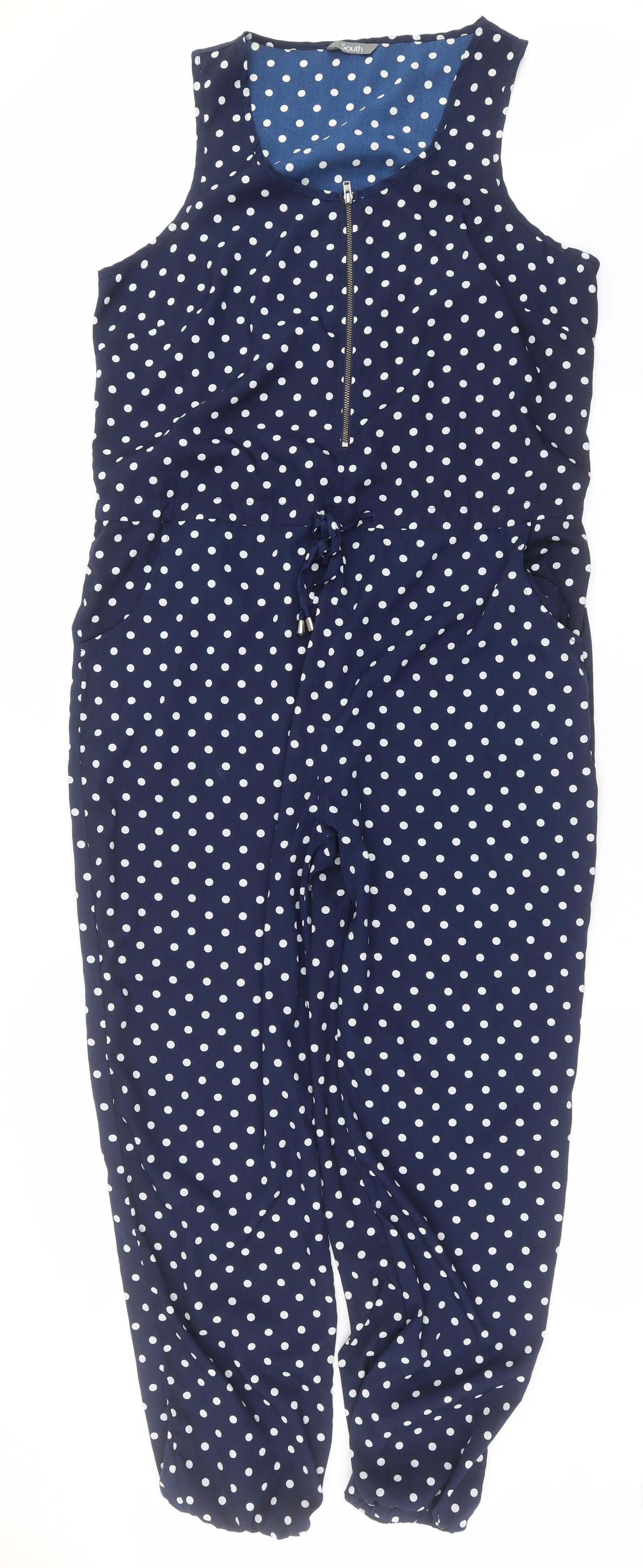 South Womens Blue Polka Dot  Jumpsuit One-Piece Size 12