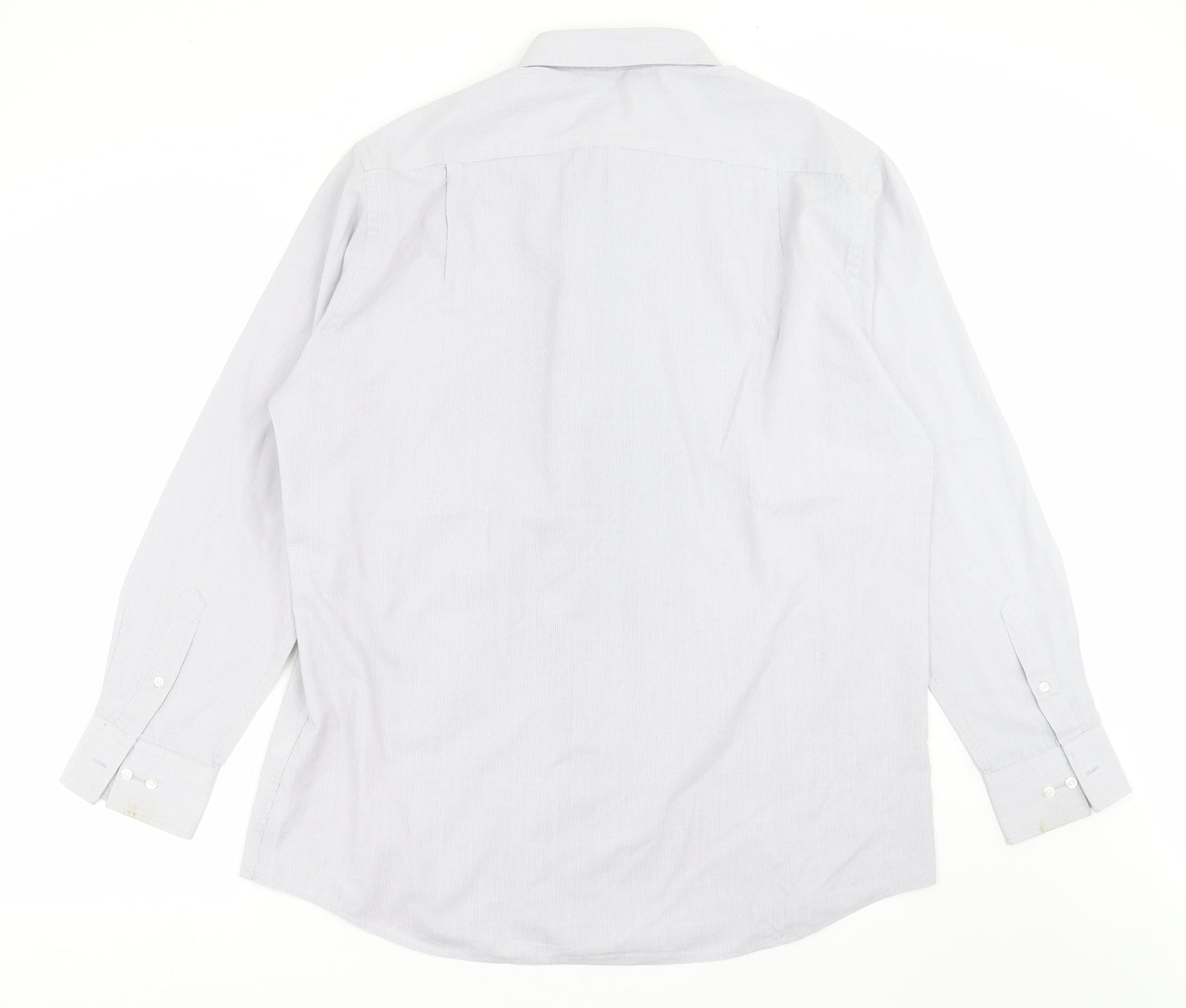 Thomas Nash Mens Grey Striped   Dress Shirt Size 17
