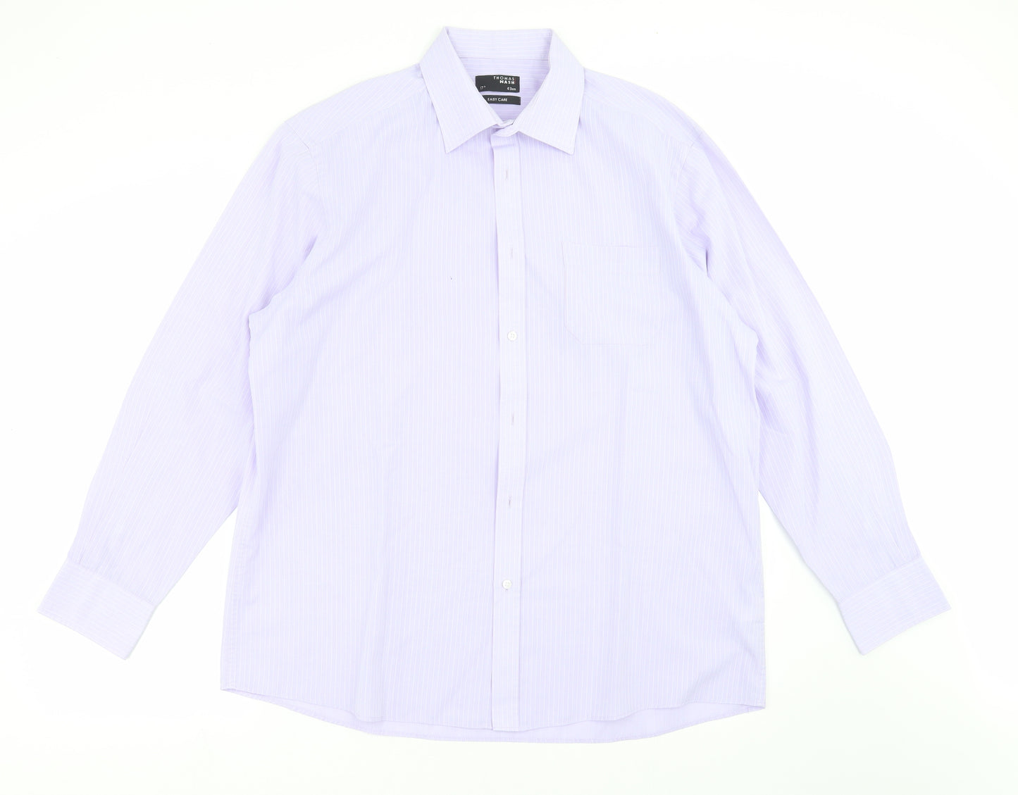 Thomas Nash Mens Purple Striped   Dress Shirt Size 17