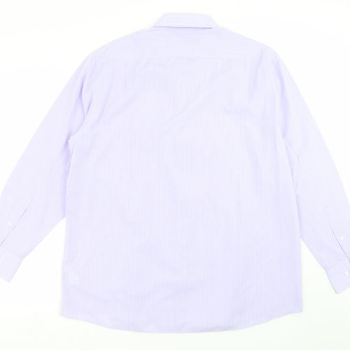 Thomas Nash Mens Purple Striped   Dress Shirt Size 17