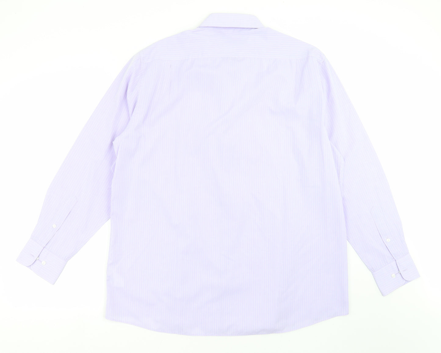 Thomas Nash Mens Purple Striped   Dress Shirt Size 17