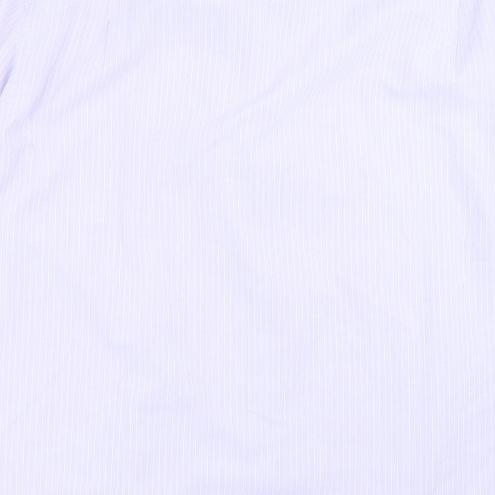 Thomas Nash Mens Purple Striped   Dress Shirt Size 17