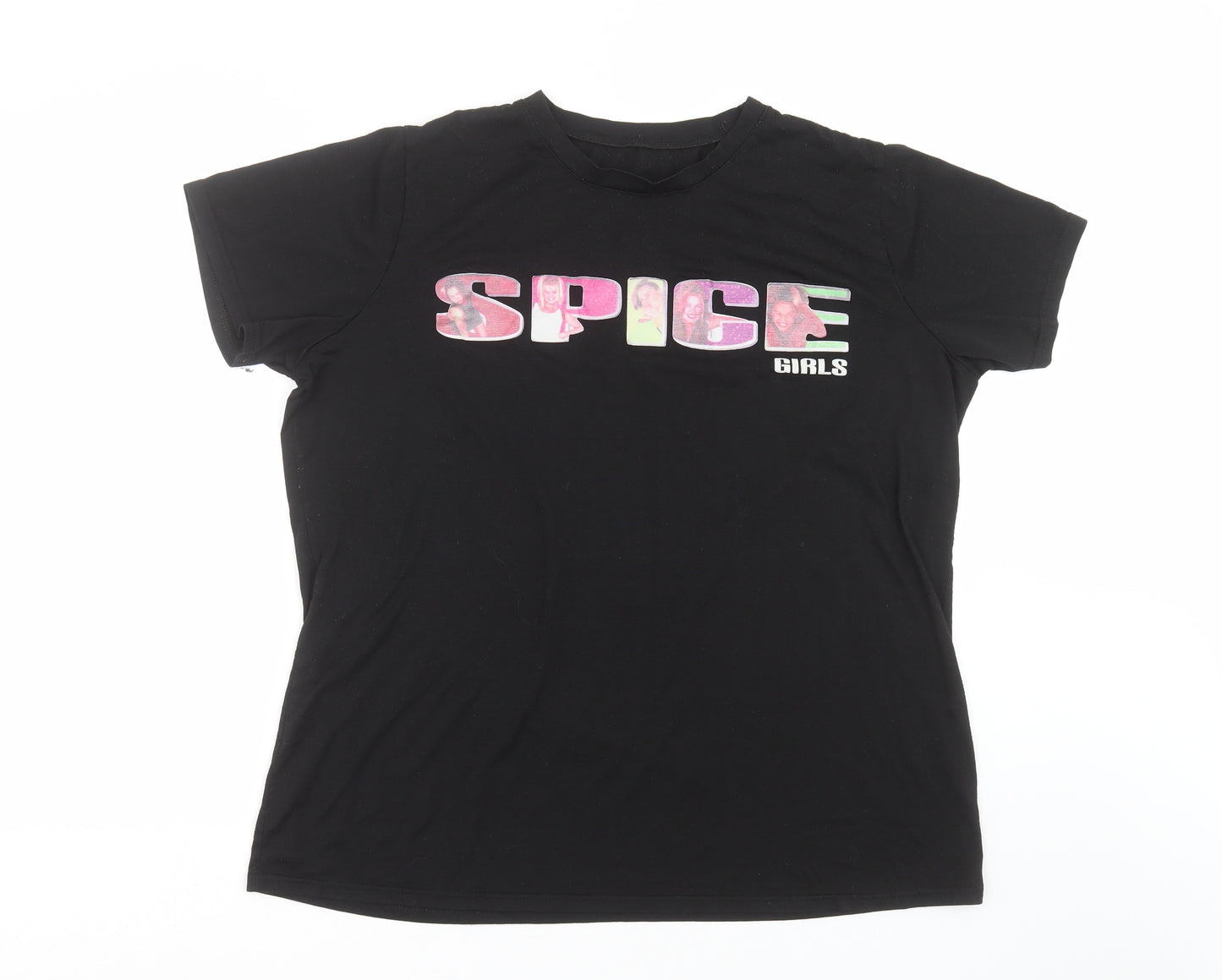 Preworn Womens Black   Basic T-Shirt Size XL  - Spice girls