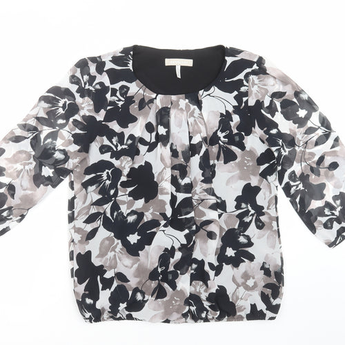 Anthology Womens Black Floral  Basic Blouse Size 12