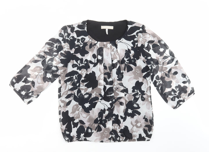 Anthology Womens Black Floral Basic Blouse Size 12