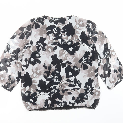 Anthology Womens Black Floral  Basic Blouse Size 12