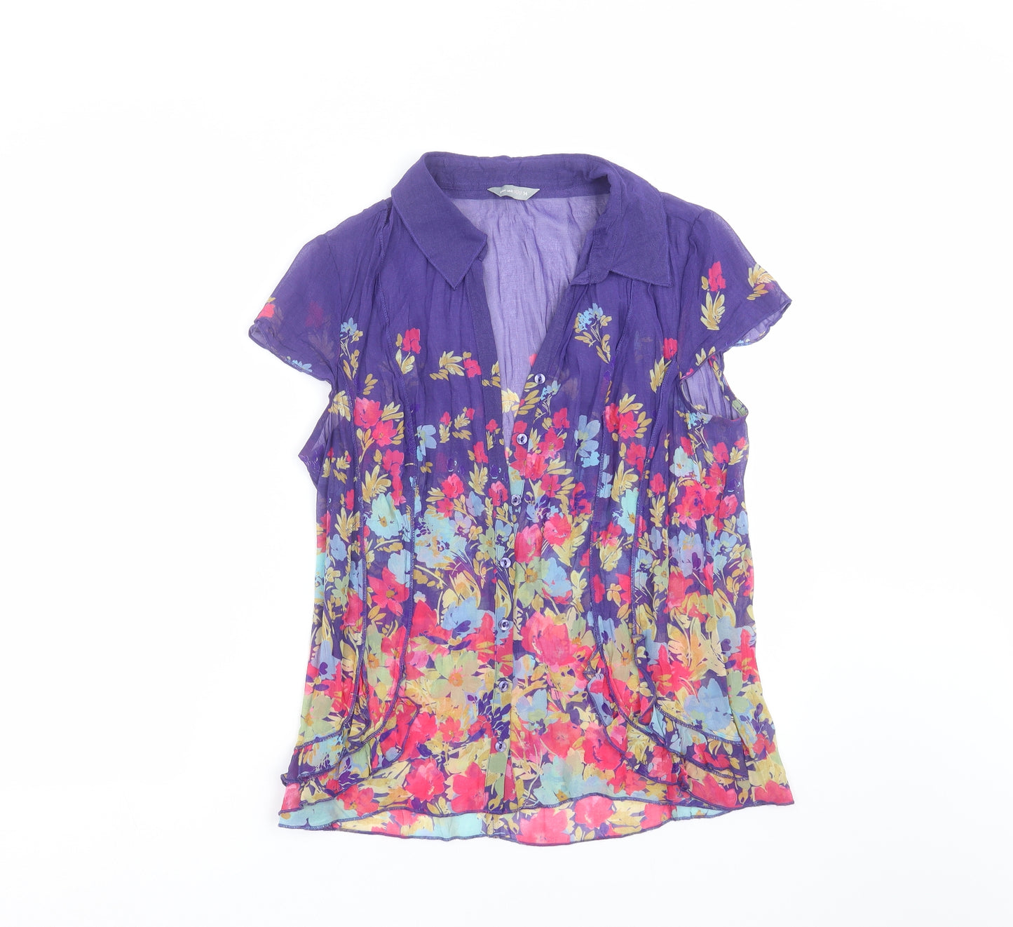 Marks and Spencer Womens Purple Floral  Basic Blouse Size 14