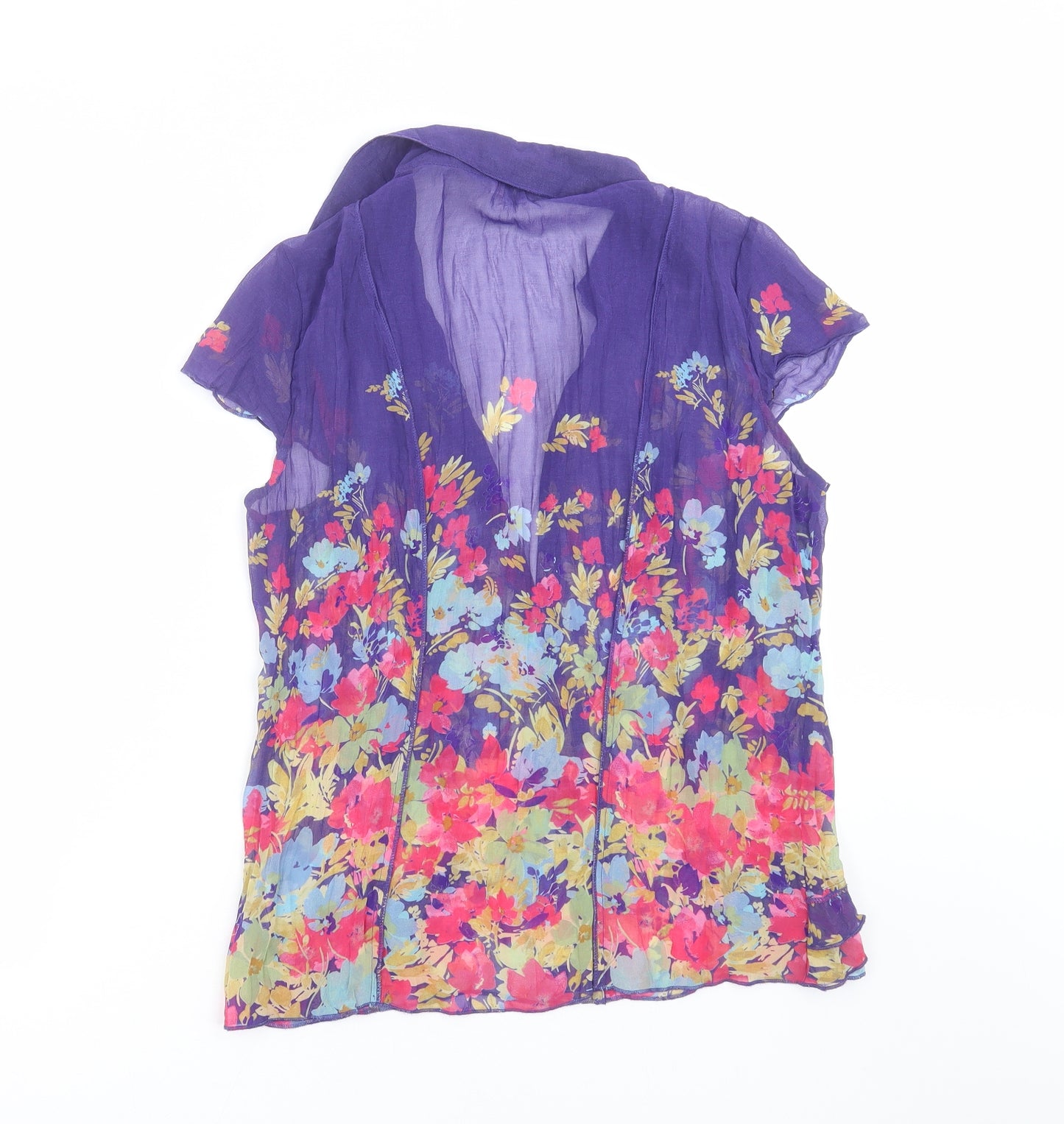 Marks and Spencer Womens Purple Floral  Basic Blouse Size 14