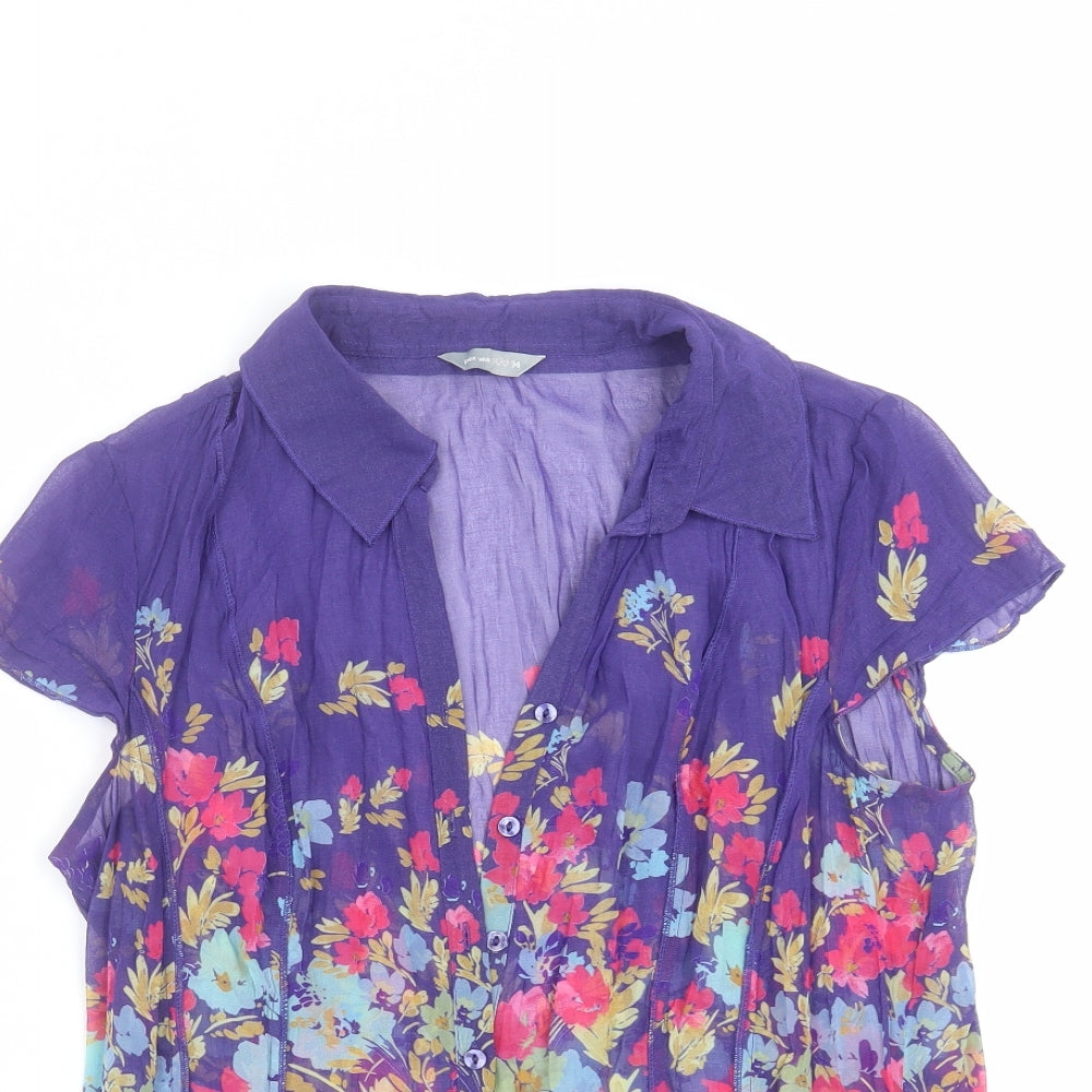 Marks and Spencer Womens Purple Floral  Basic Blouse Size 14