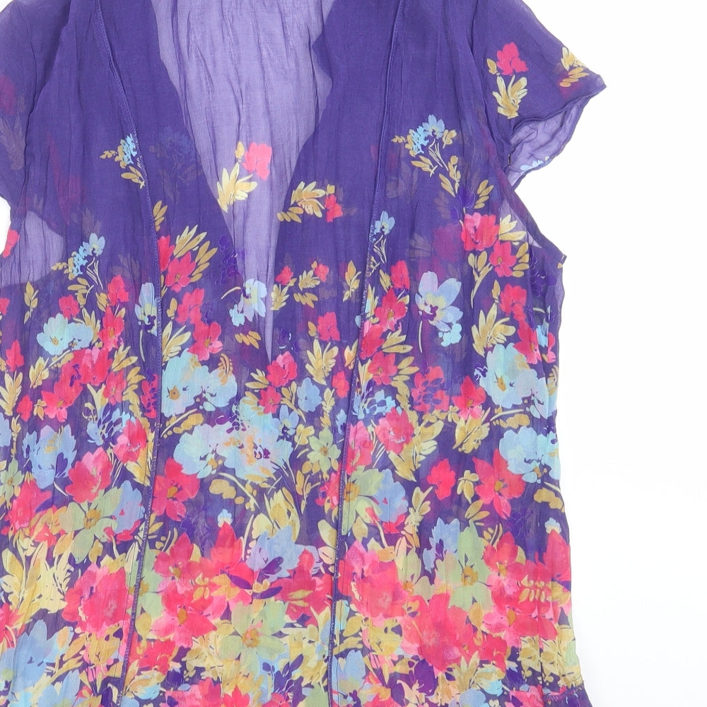Marks and Spencer Womens Purple Floral  Basic Blouse Size 14