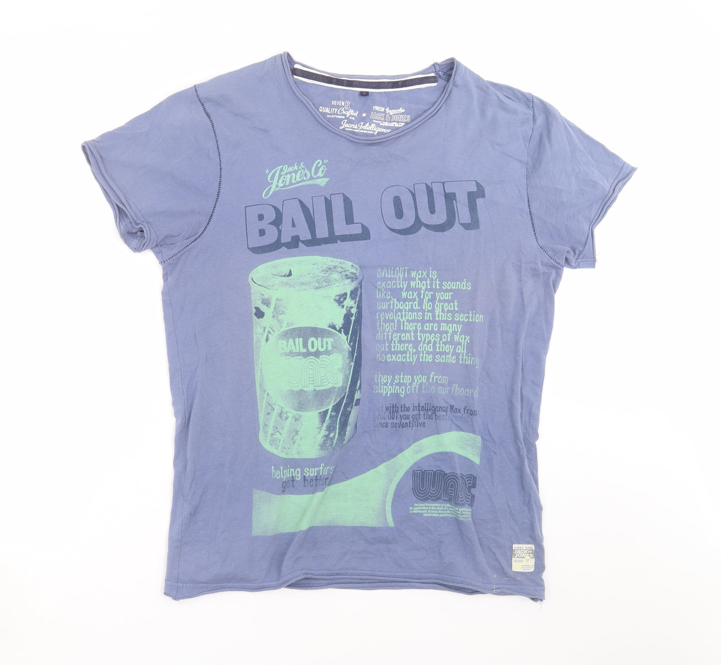JACK & JONES Mens Blue    T-Shirt Size L