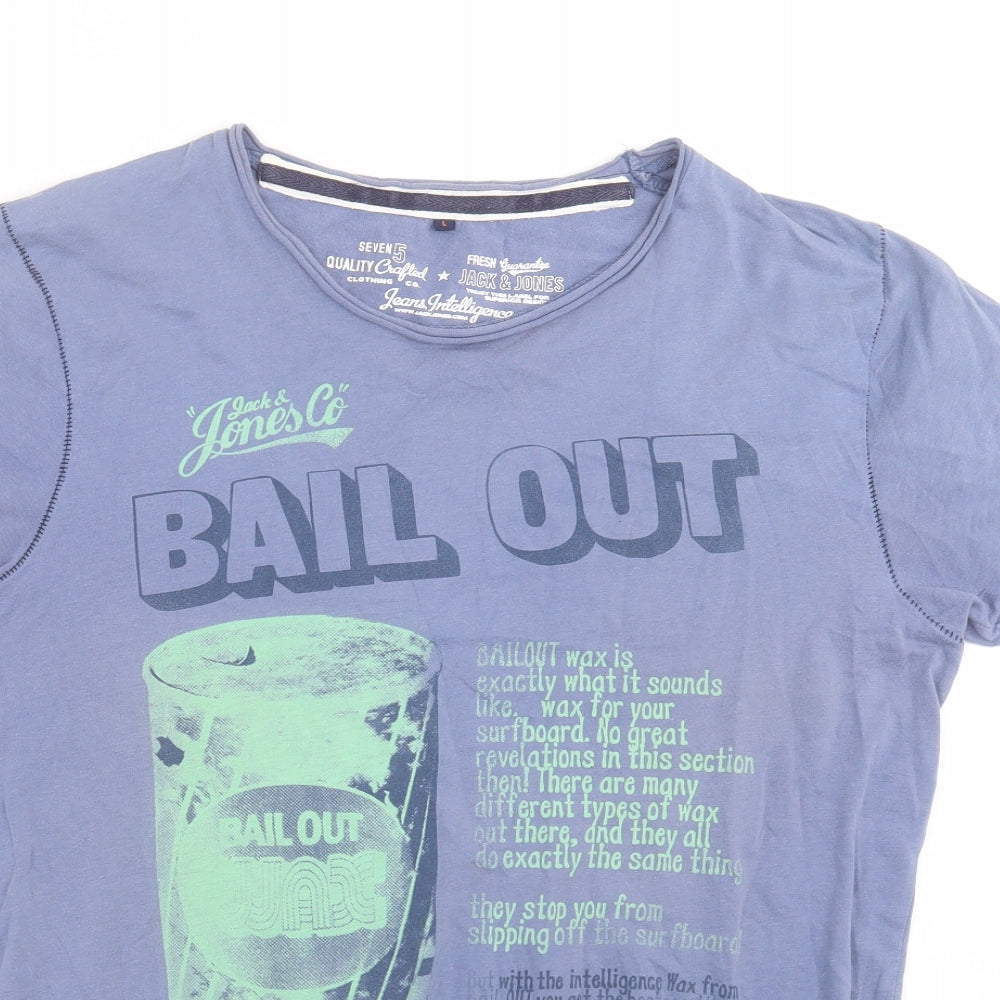 JACK & JONES Mens Blue    T-Shirt Size L