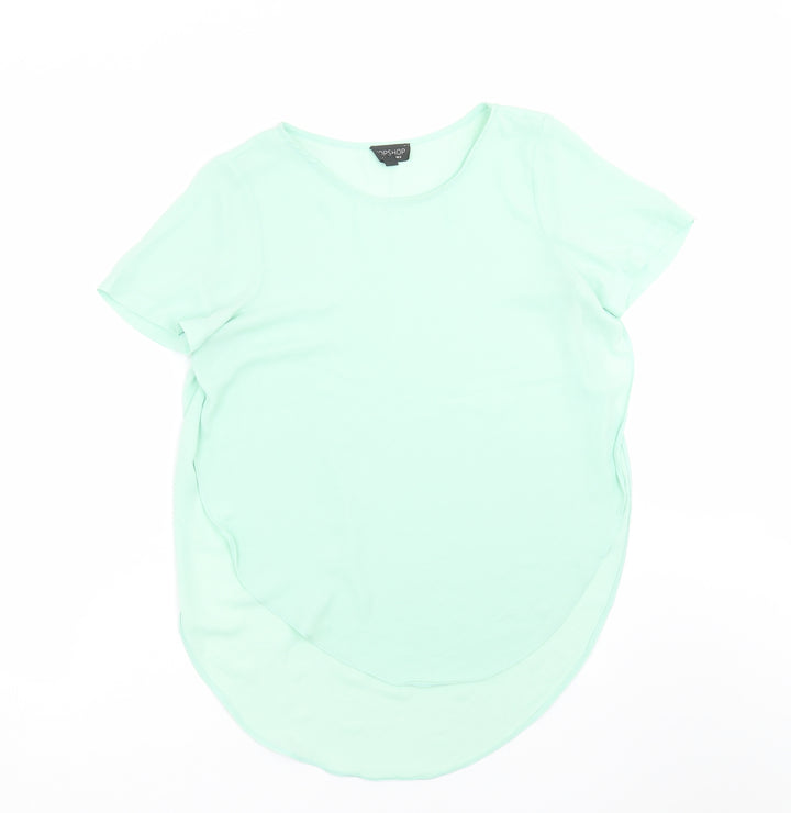 Topshop Womens Green Basic Blouse Size 8 - open sides