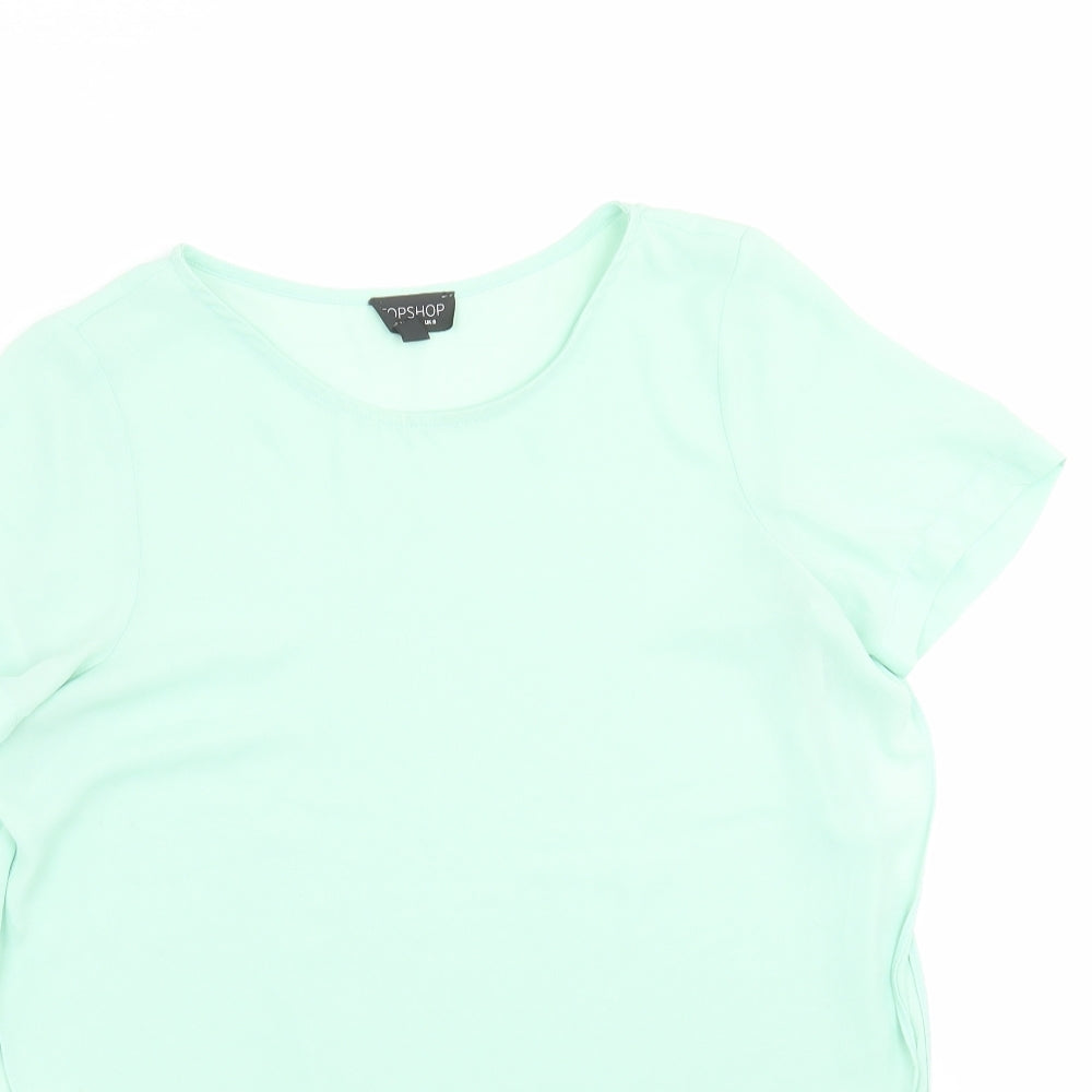Topshop Womens Green   Basic Blouse Size 8  - open sides