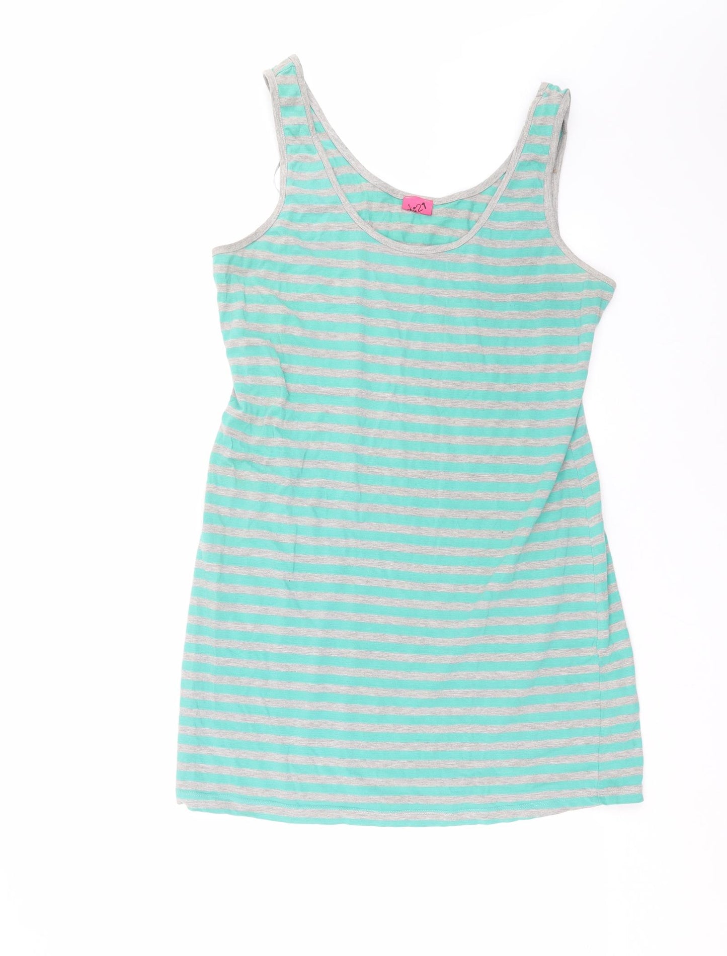 G21 Womens Green Striped  Basic Tank Size 16