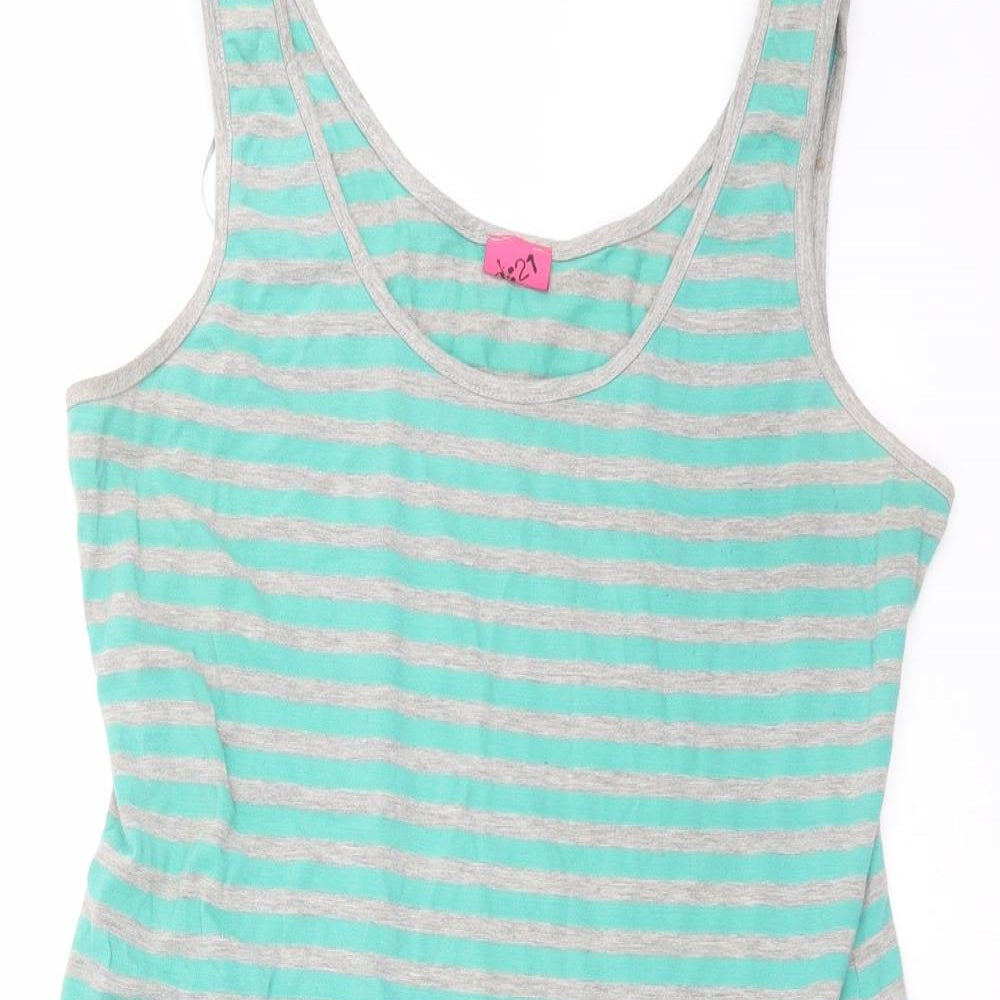 G21 Womens Green Striped  Basic Tank Size 16