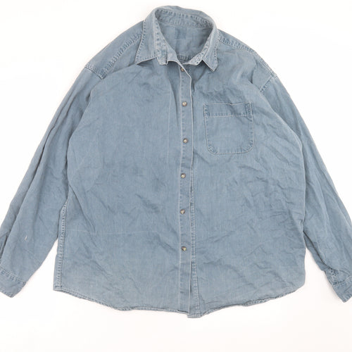 Preworn Mens Blue  Corduroy  Button-Up Size XL