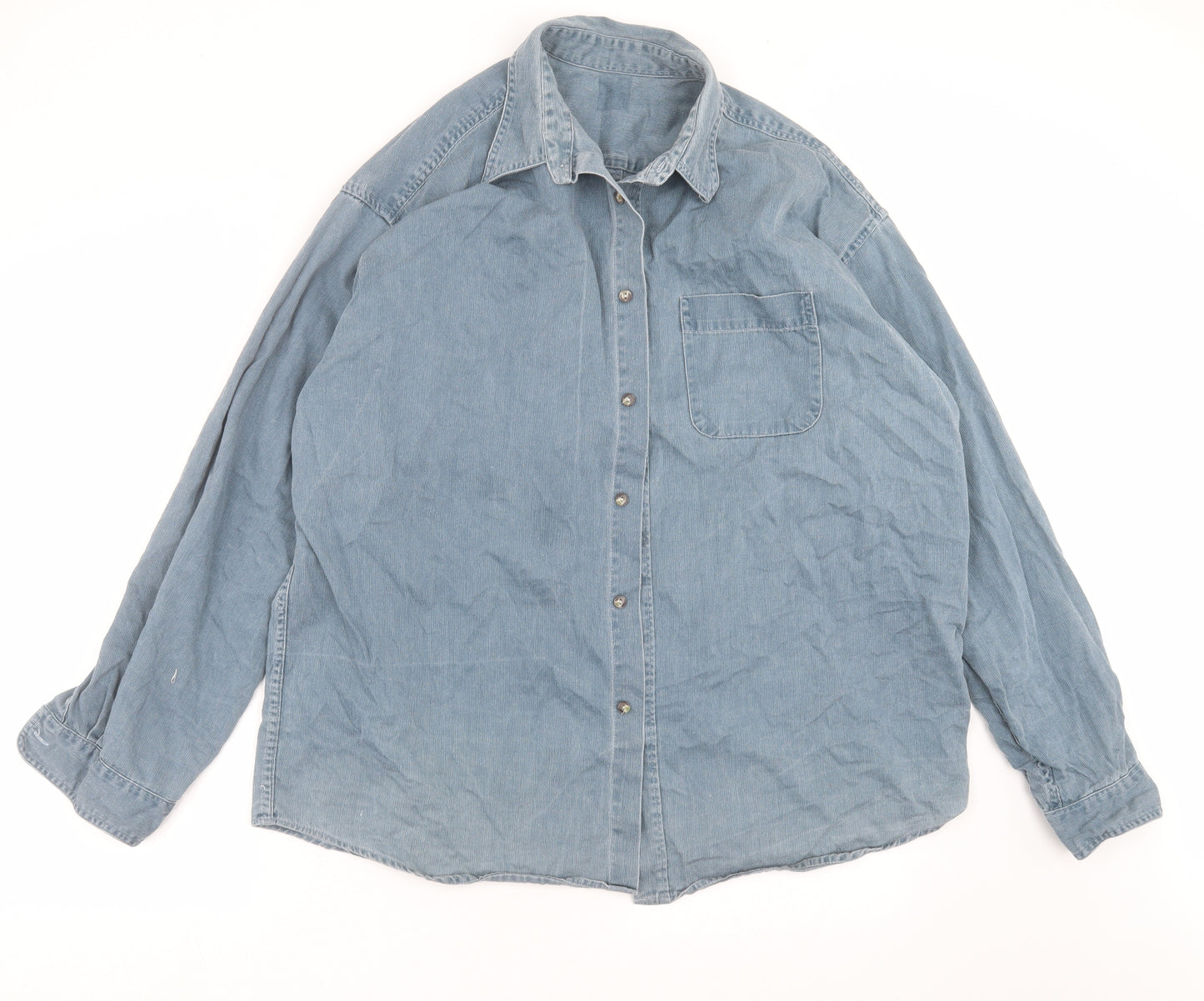 Preworn Mens Blue  Corduroy  Button-Up Size XL