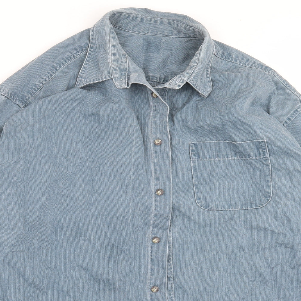 Preworn Mens Blue  Corduroy  Button-Up Size XL