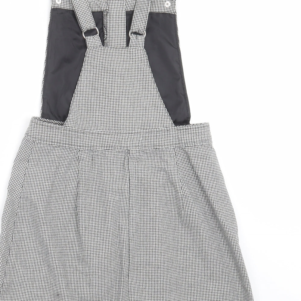 Divided by H&M Womens Grey Houndstooth  Pinafore/Dungaree Dress  Size 6