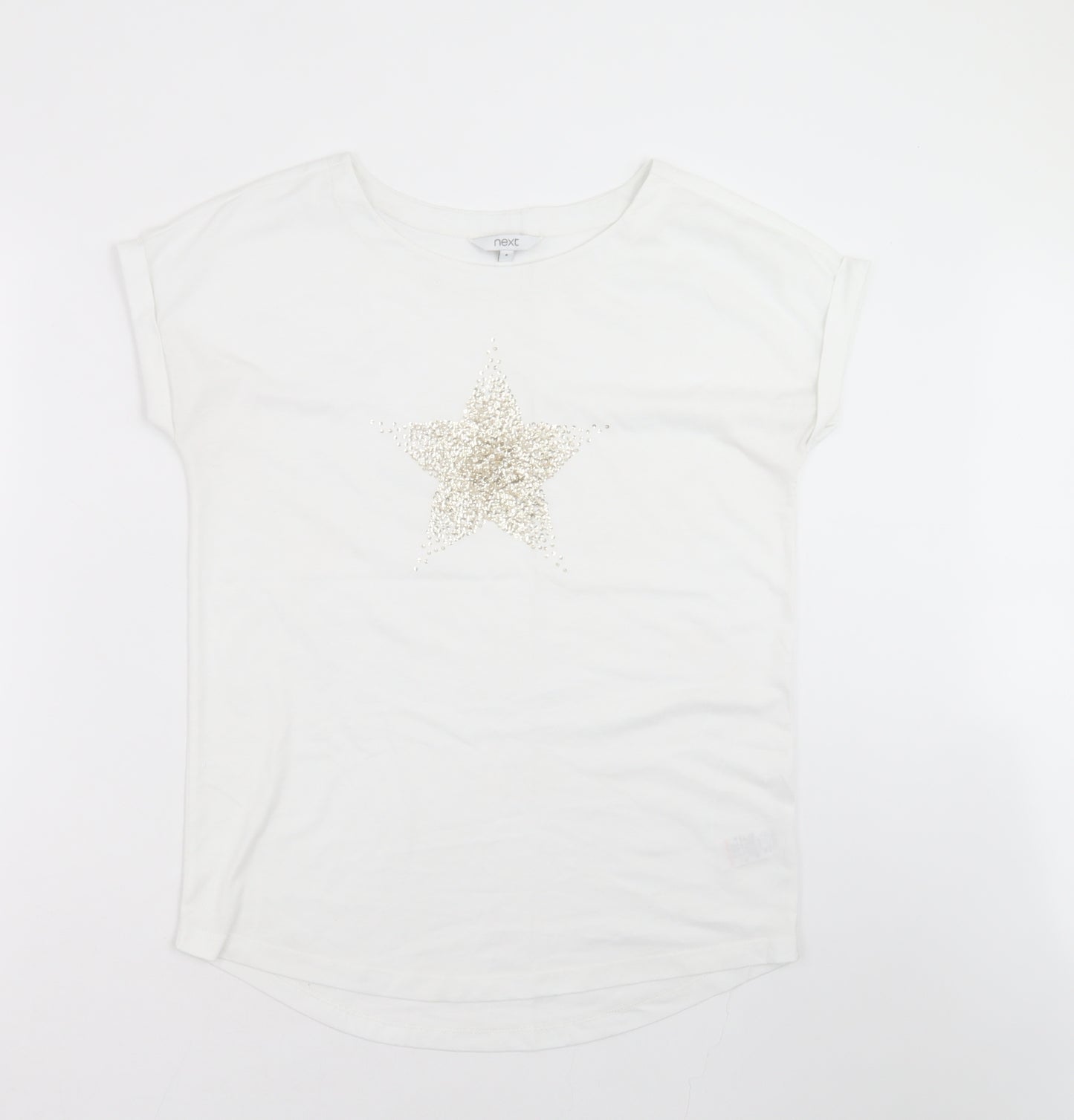 NEXT Womens White   Basic T-Shirt Size 8  - star