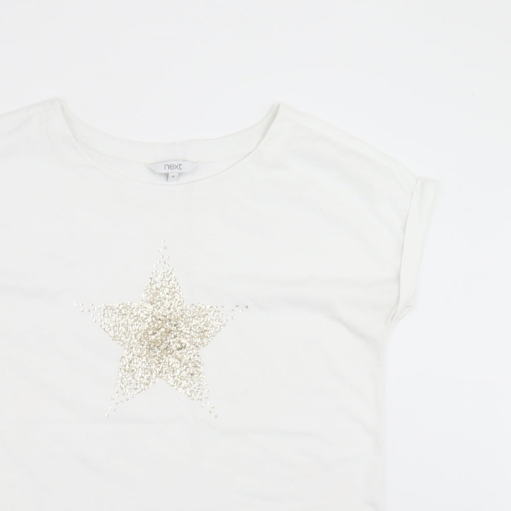 NEXT Womens White   Basic T-Shirt Size 8  - star