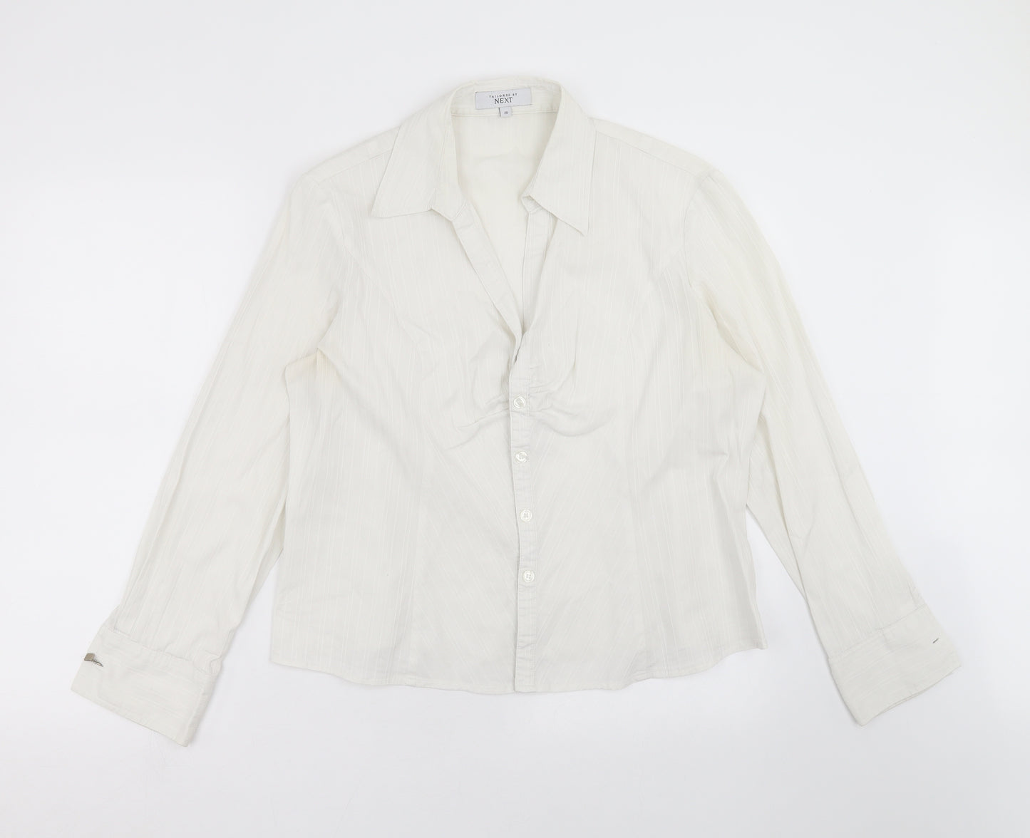 NEXT Womens Ivory Striped  Basic Button-Up Size 20
