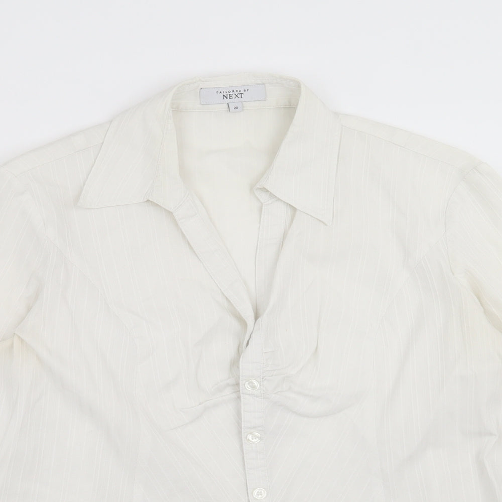 NEXT Womens Ivory Striped  Basic Button-Up Size 20