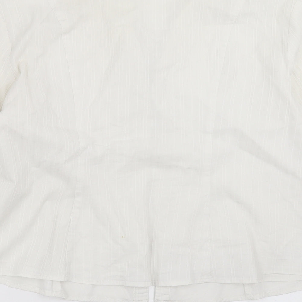 NEXT Womens Ivory Striped  Basic Button-Up Size 20