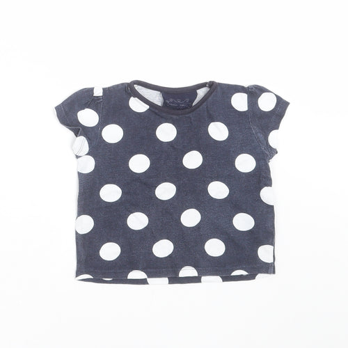 Young Dimension Girls Blue Polka Dot  Basic T-Shirt Size 12-18 Months