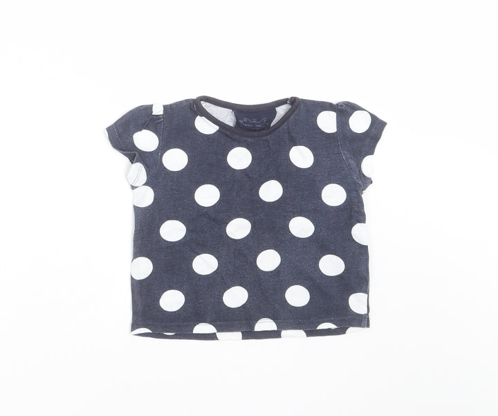 Young Dimension Girls Blue Polka Dot Basic T-Shirt Size 12-18 Months