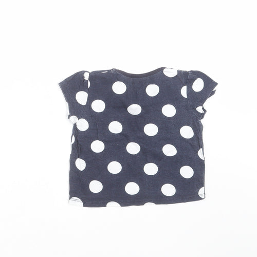 Young Dimension Girls Blue Polka Dot  Basic T-Shirt Size 12-18 Months