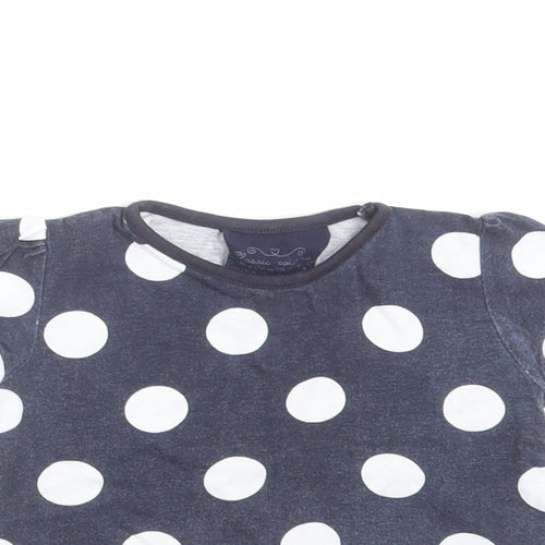 Young Dimension Girls Blue Polka Dot  Basic T-Shirt Size 12-18 Months