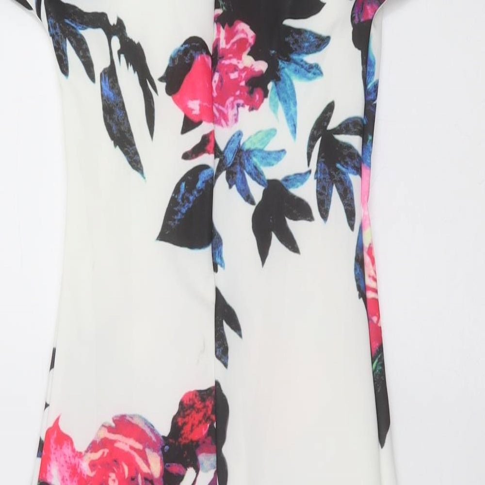 Want That Trend Womens White Floral  Bodycon  Size 8