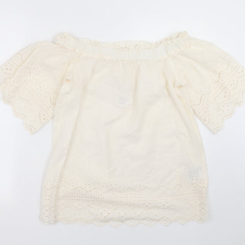 H&M Womens Ivory Geometric  Basic Blouse Size 8  - crochet detail