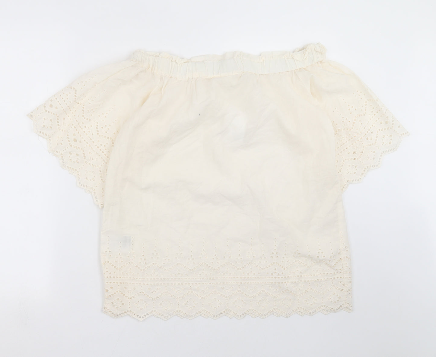 H&M Womens Ivory Geometric  Basic Blouse Size 8  - crochet detail