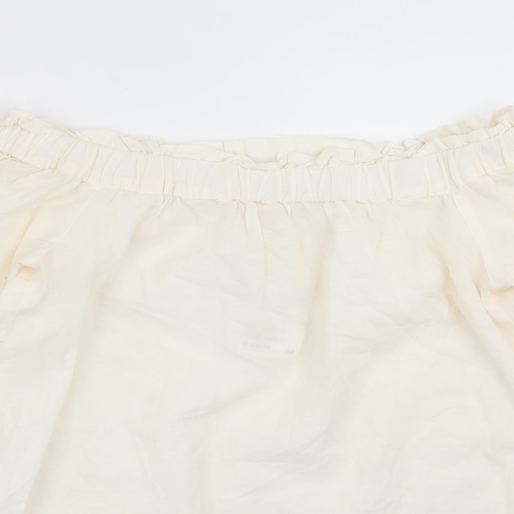 H&M Womens Ivory Geometric  Basic Blouse Size 8  - crochet detail