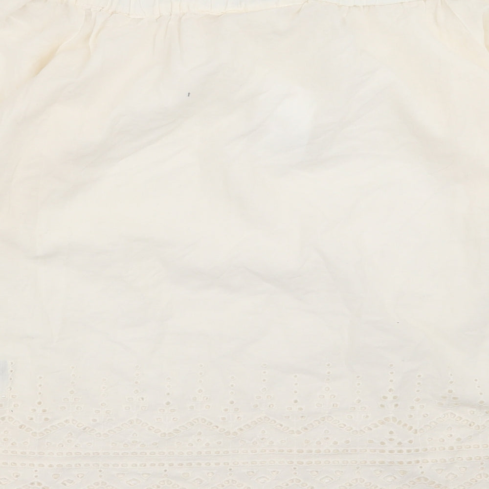 H&M Womens Ivory Geometric  Basic Blouse Size 8  - crochet detail
