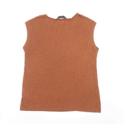 Dorothy Perkins Womens Brown  Knit Pullover Jumper Size 12  - crochet detail
