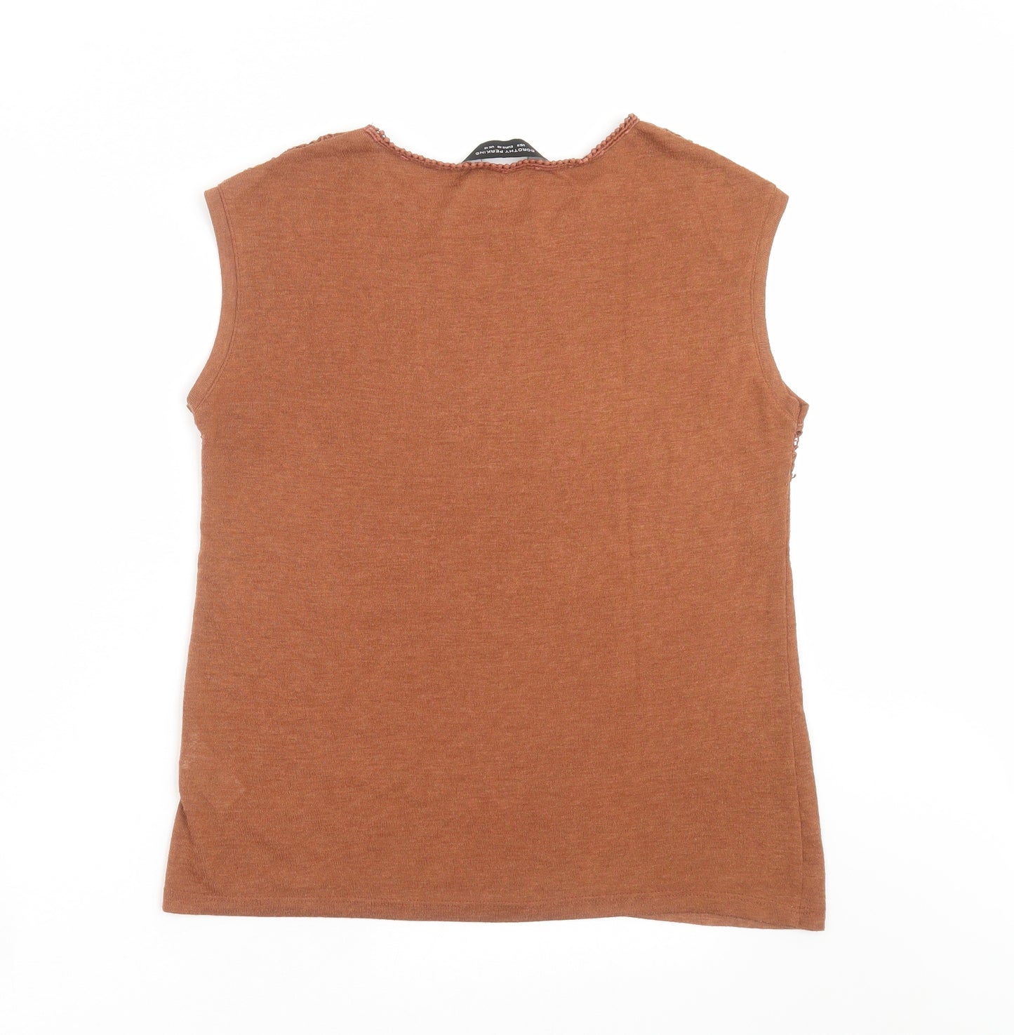 Dorothy Perkins Womens Brown  Knit Pullover Jumper Size 12  - crochet detail