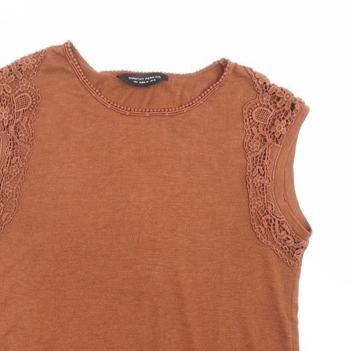 Dorothy Perkins Womens Brown  Knit Pullover Jumper Size 12  - crochet detail