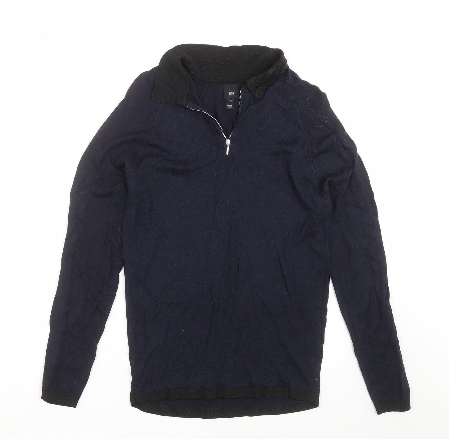 River Island Mens Blue  Knit Pullover Jumper Size M