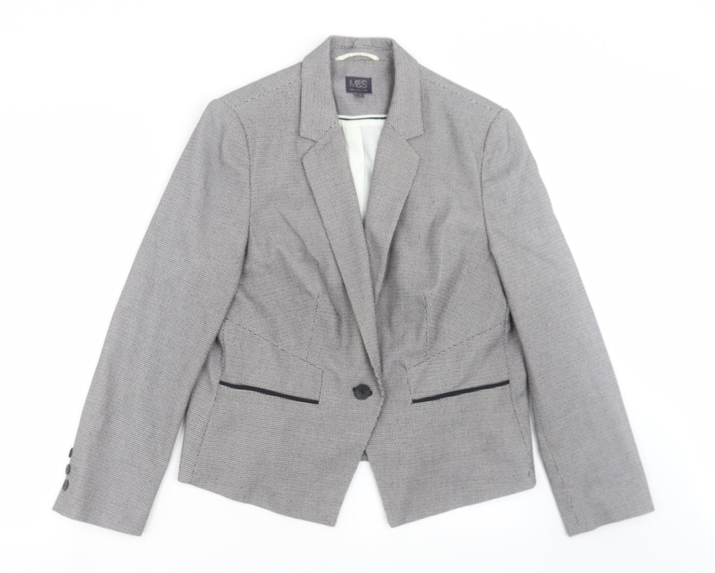 Marks and Spencer Womens Grey Geometric  Jacket Suit Jacket Size 18