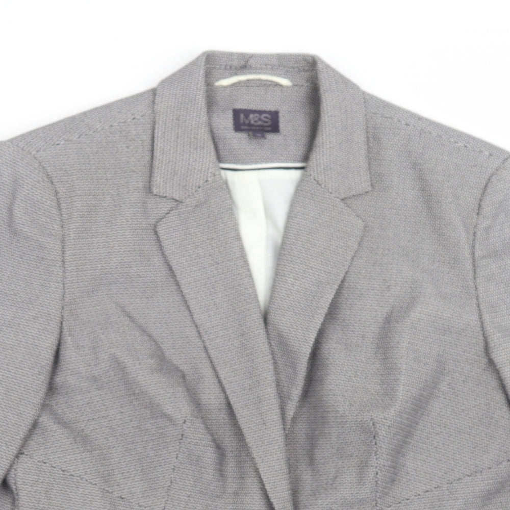 Marks and Spencer Womens Grey Geometric  Jacket Suit Jacket Size 18