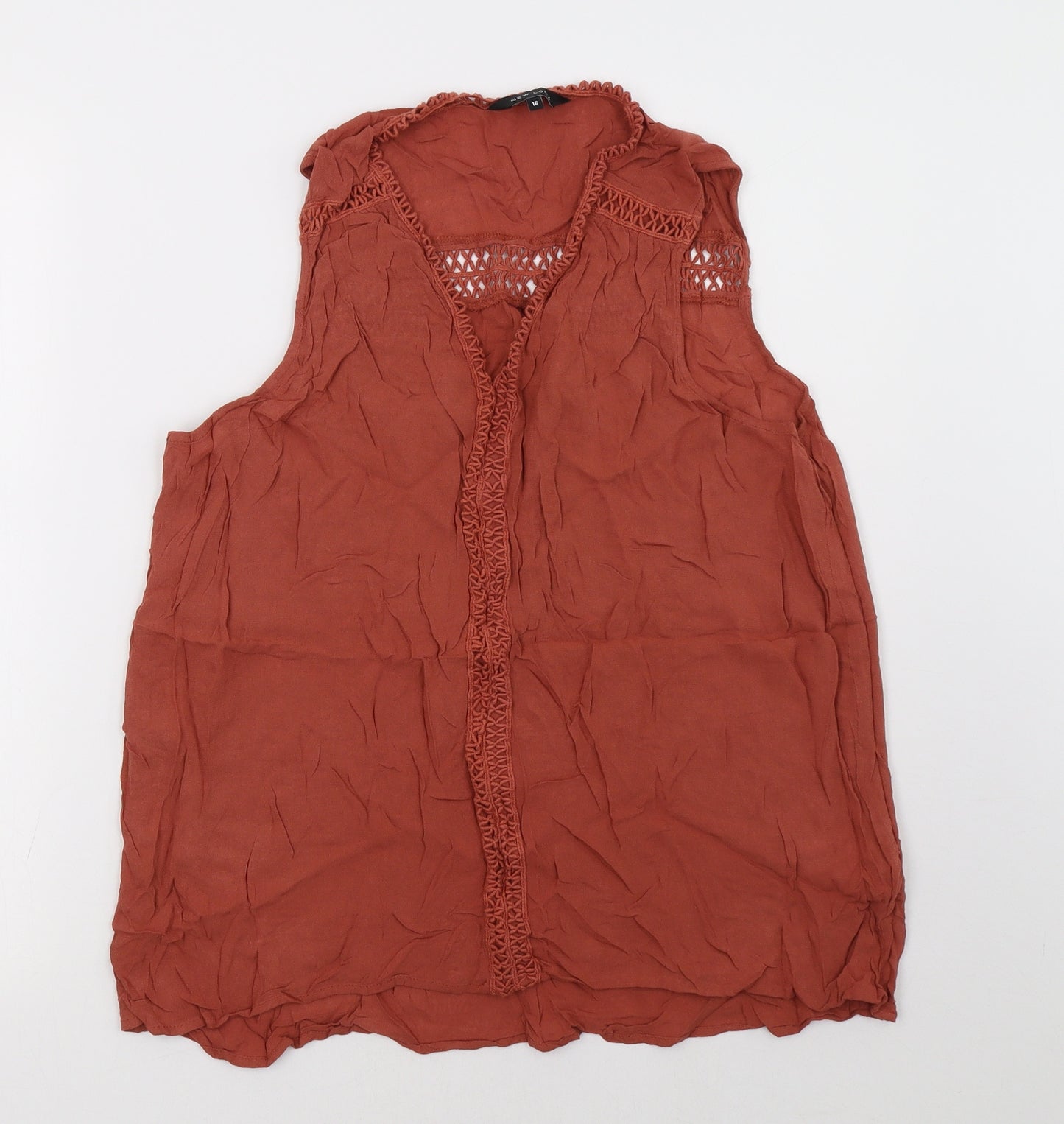 New Look Womens Orange   Basic Tank Size 16