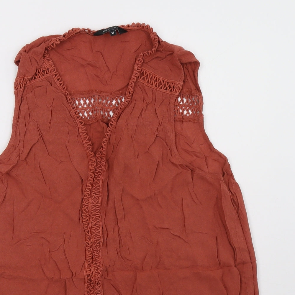 New Look Womens Orange   Basic Tank Size 16