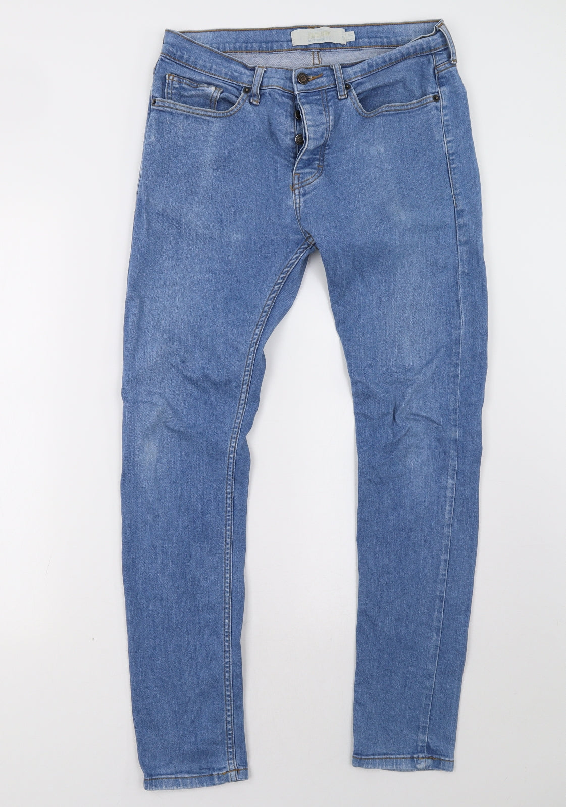 Topman Mens Blue   Straight Jeans Size 32 L32 in