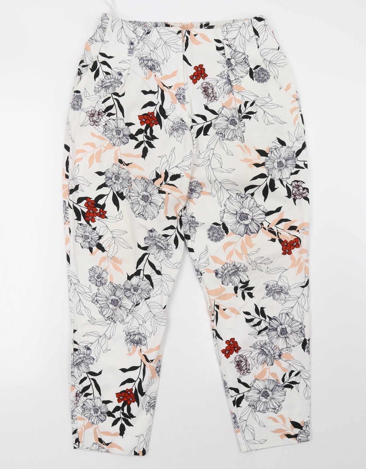 River Island Womens White Floral  Trousers  Size 12 L29 in