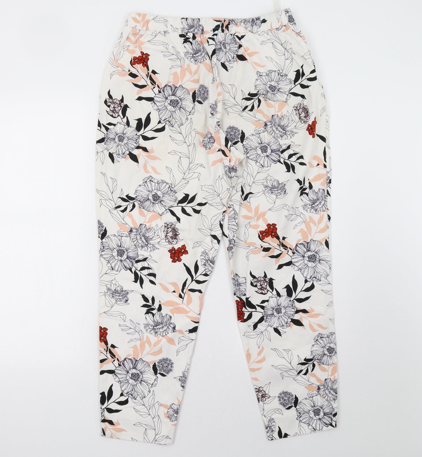 River Island Womens White Floral  Trousers  Size 12 L29 in