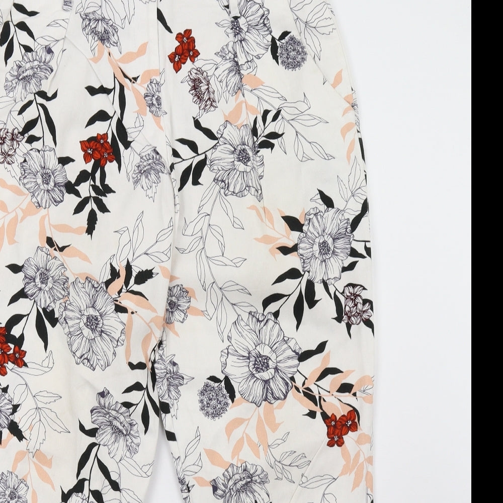 River Island Womens White Floral  Trousers  Size 12 L29 in